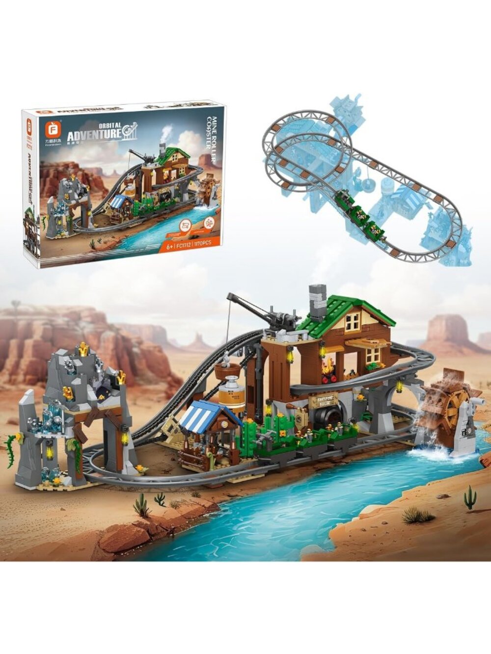 STEM Roller Coaster Building Set for Kids, Compatible with Lego Tracks, Fun Toy